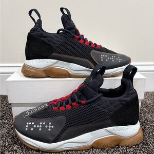 Versace Chain Reaction Black / Red Sneakers Shoes